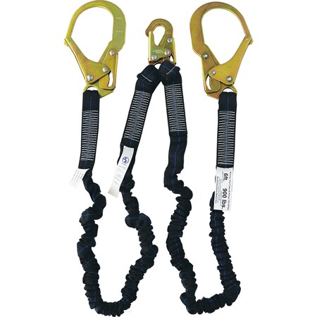 Safe Keeper 6ft Elastic Shock Absorbing Twin Leg Lanyard With Rebar Hooks FAP30399(6)/6-SK